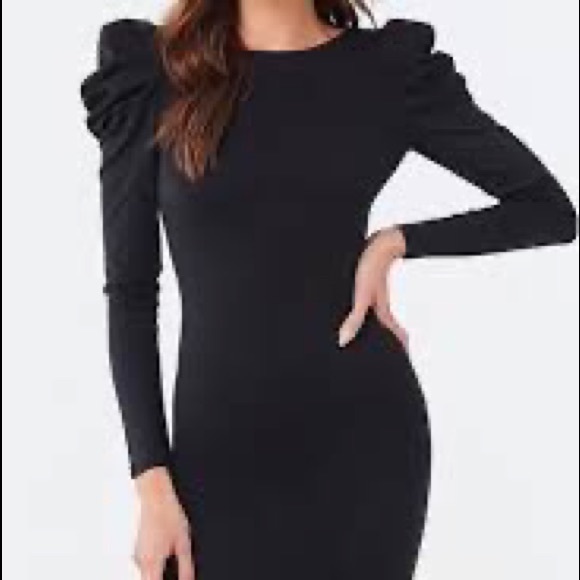 Forever 21 puff sleeve ribbed dress - Picture 4 of 6